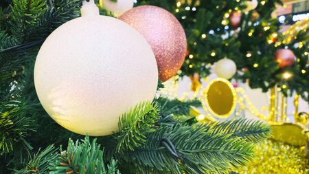 New Years interior. Christmas tree, decorations. Luxury. New Years toys Christmas tree gifts....
