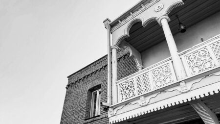Wooden balcony of building in old Tbilisi, Georgia.の写真素材