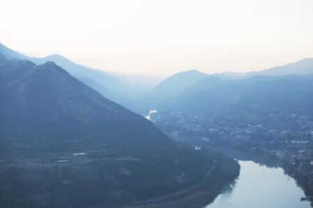 mountains near Mtskheta town in country Georgia.の写真素材