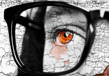 Image of a beautiful young girl wearing glasses. Close up shot