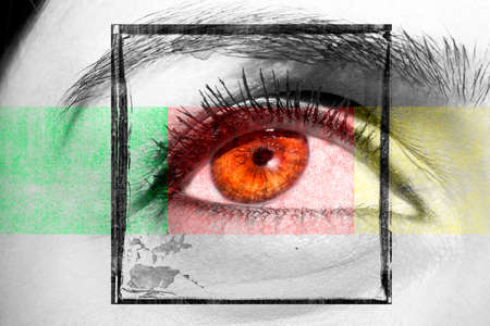 Woman brown eye with extremely long eyelashesの写真素材