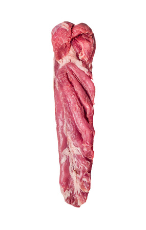 Raw pork meat fillet, isolated on white backgroundの写真素材