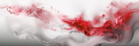 Red and white abstract wave background with fog, smoke and splash, bannerの素材