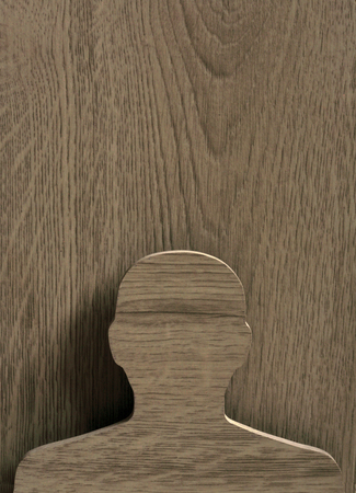 silhouette of a human head light woodの写真素材