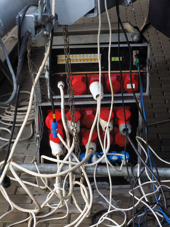 network cables equipment portable outdoor concert on the streetの写真素材