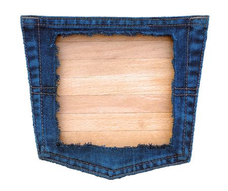 denim pocket with a rectangular hole in the form of a backgroundの写真素材