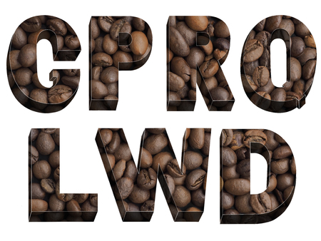 font from coffee beans on a white backgroundの写真素材