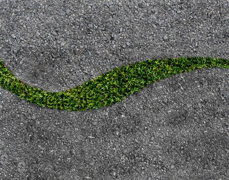 grass pierced the asphaltの写真素材