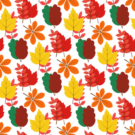 Maple, chestnut and oak autumn leaves seamless patternのイラスト素材