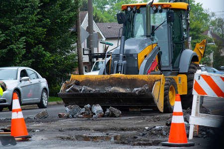 repair of an asphalt roadの写真素材