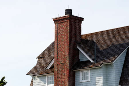 brick chimney roof house red pipe modern wall smokestack