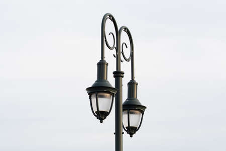 Old vintage street light lamp iron glass outdoore