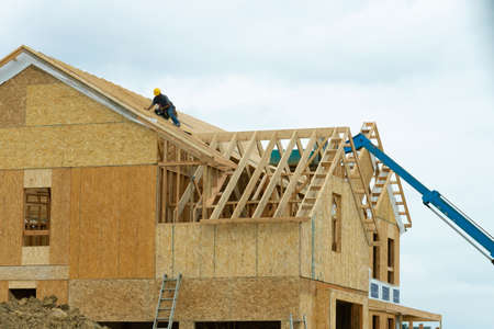 New construction of a house framed new construction of a house plywood
