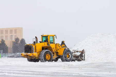 snowy weather tractor removes snow clear work seacon