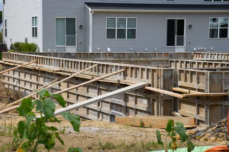 iron formwork for pouring the foundation metal steel buildの写真素材