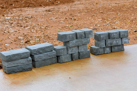 concrete blocks on the ground cement grey new stack