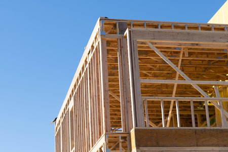 new house construction house framing plywood framework window property