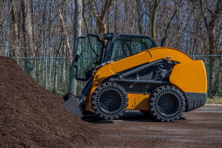 compact track loader mulch bio woods raw tractorの写真素材