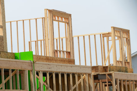 new house construction house framing plywood wooden wall