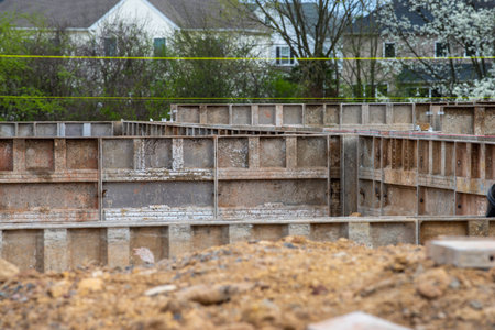 iron formwork for foundation metal steel cement ground rod pouringの写真素材