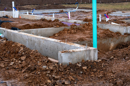 concrete foundation for a new house build masonry material