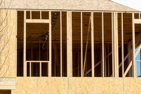 new plywood house frame framework plank site beam timber