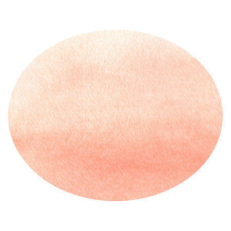 Coral oval shape with gradient. Hand drawn watercolor background, perfect as a text template, decorative vintage element, abstract frame, postcard, card, banner, sign, natural decorの写真素材