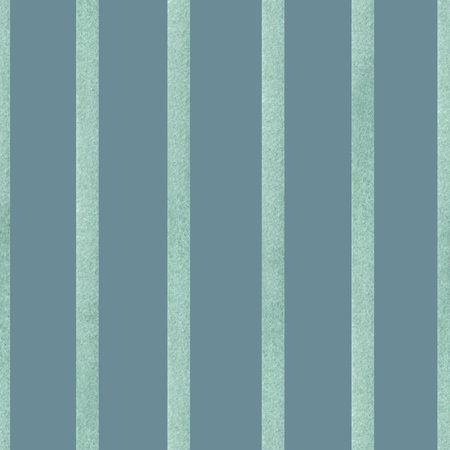 Light green spring stripes with blue background geometric watercolor seamless pattern. Abstract vertical texture. Perfect for seasonal spring decoration, cottage core prints, elegant wallpapersの写真素材