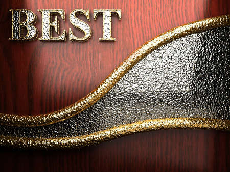 Gold on red wood made in 3Dの写真素材