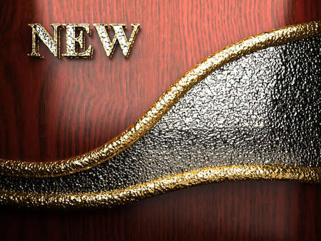 Gold on red wood made in 3Dの写真素材