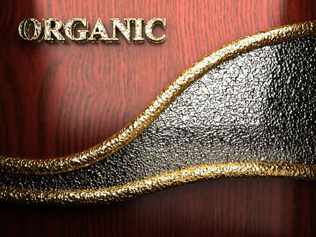Gold on red wood made in 3Dの写真素材