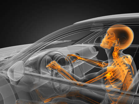 transparent car concept with driver made in 3Dの写真素材