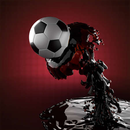 soccer ball in liquid made in 3Dの写真素材