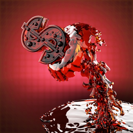 Dollar in water made in 3D graphicsの写真素材