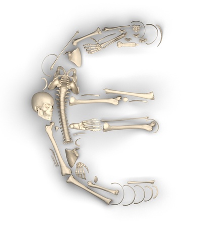 euro symbol of bones made in 3Dの写真素材
