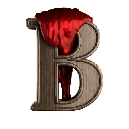 Wooden figure with blood made in 3Dの写真素材