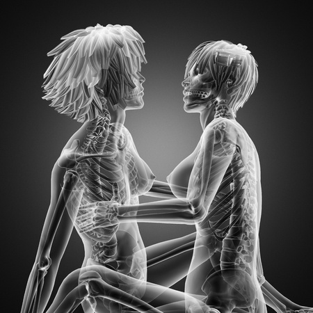 Sexy  lesbians in radiography scan made in 3dの写真素材