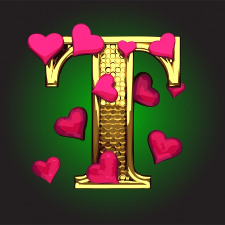golden figure with hearts made in vectorのイラスト素材