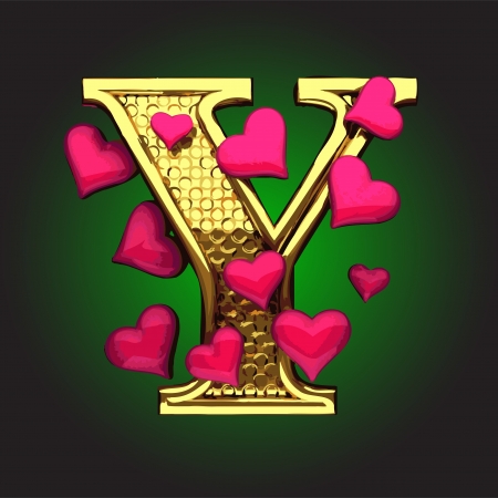 golden figure with hearts made in vectorのイラスト素材