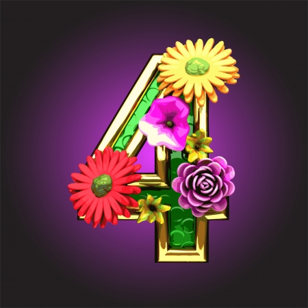 Green figure with flowers made のイラスト素材