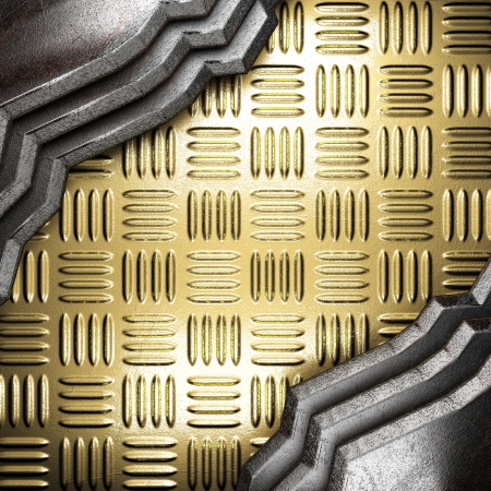 metal on gold made in 3Dの写真素材
