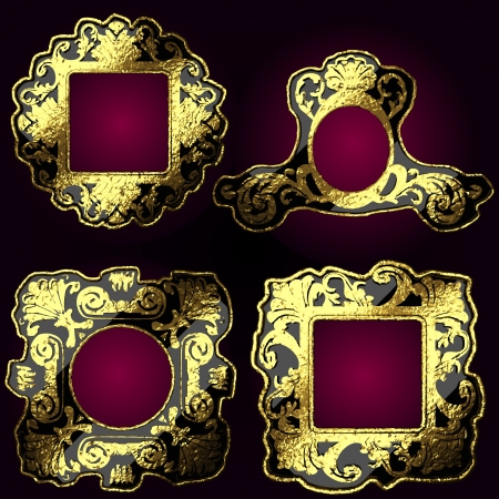 vector golden frames setのイラスト素材