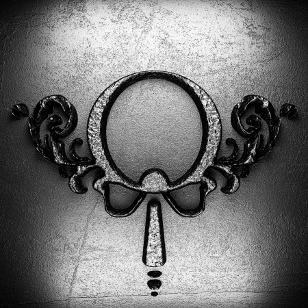 vintage iron frame on the wallの写真素材