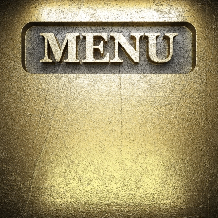 golden sign on steel wallの写真素材