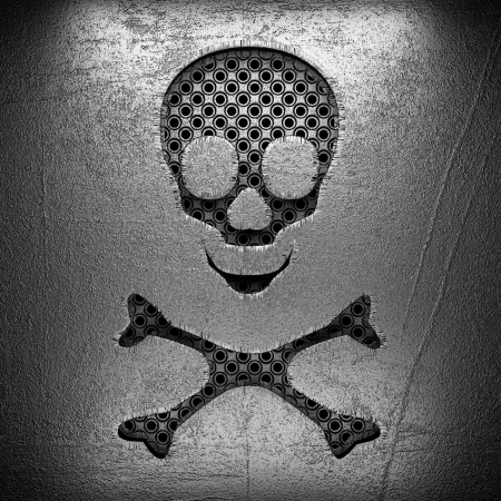 Metal sign on perforated wallの写真素材