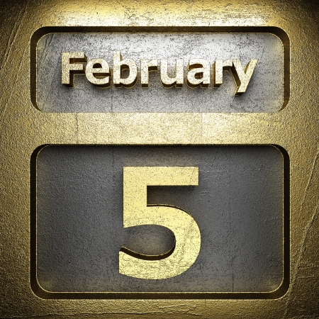 february 5 golden sign on silverの写真素材