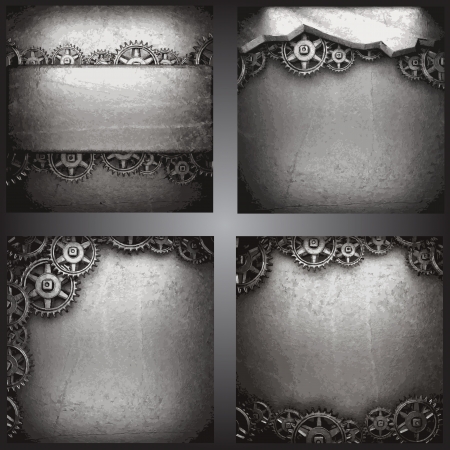 gear wheels on steel background setのイラスト素材