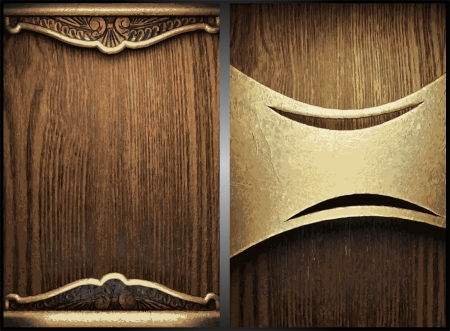 wood and gold background setのイラスト素材
