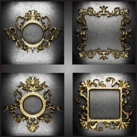 golden frames setのイラスト素材