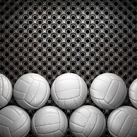 Volleyball ball and metal wall backgroundの写真素材